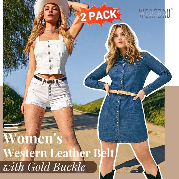 8881 2 Pack Women Leather Belt Fashion Waist For Pants Jean main image 5